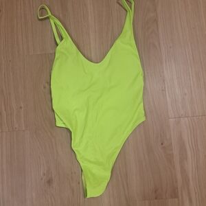 Neon Green One Piece Thong Swimsuit